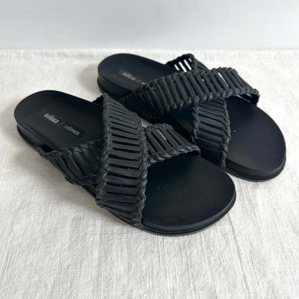 Melissa Black Woven Slide Sandals